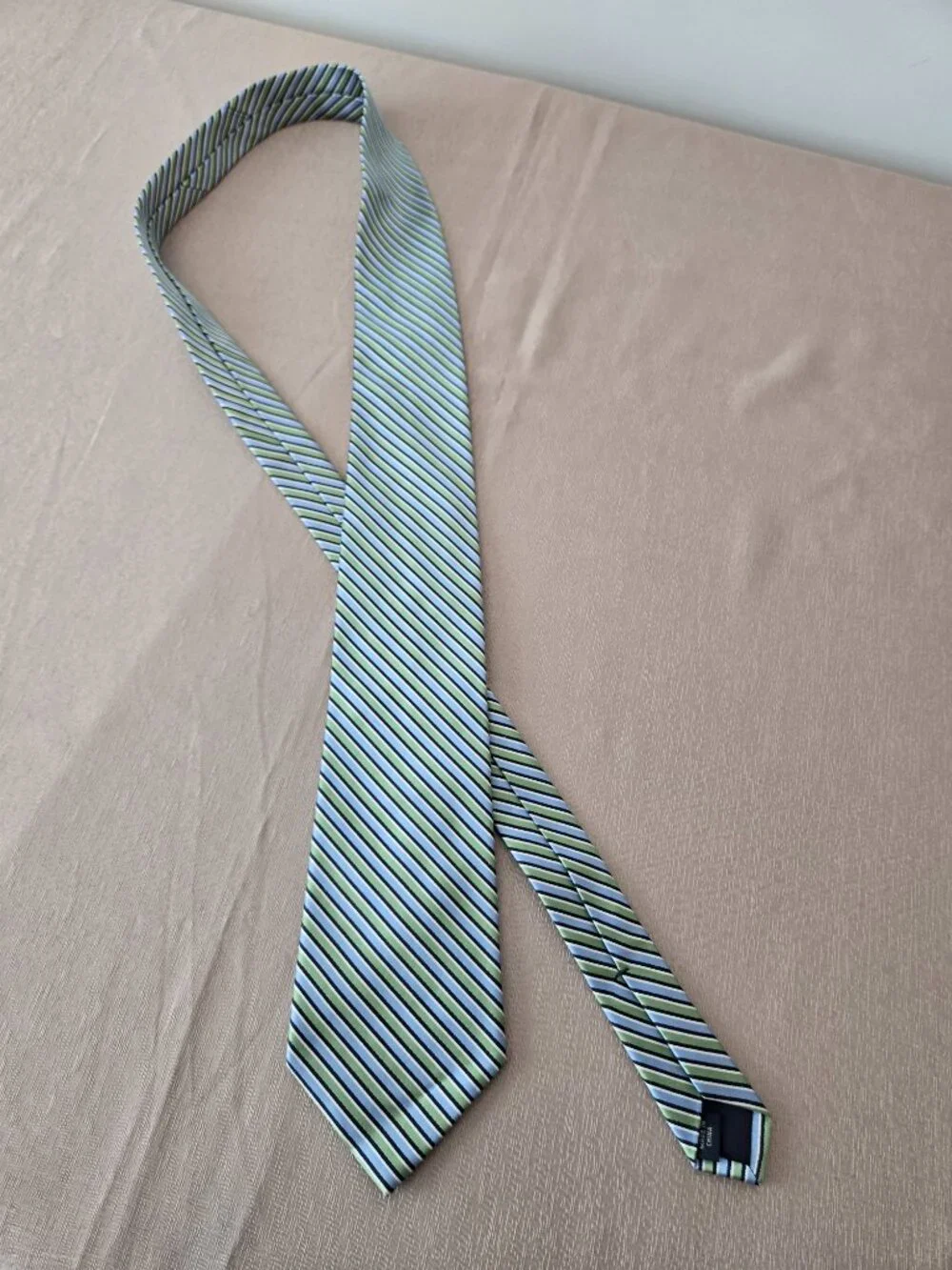 IZOD Men's Blue Green Striped Necktie | Classic Business Dress Tie